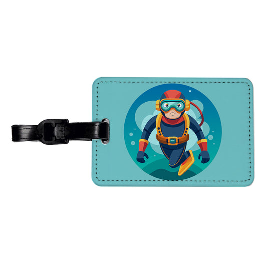 Scuba Diver Diving Travel Faux Leather Luggage Tag