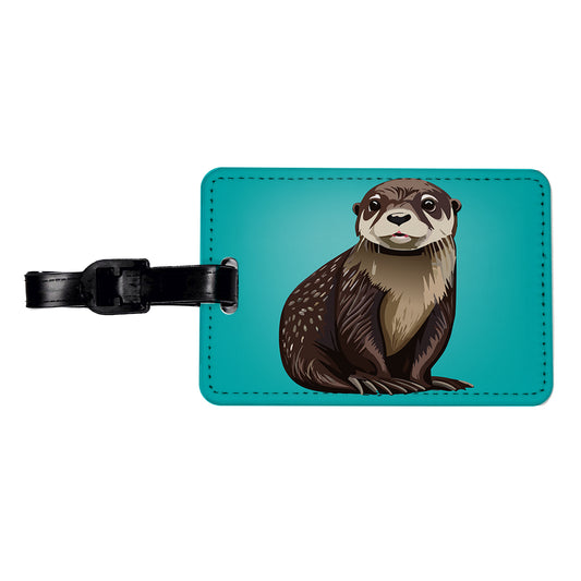 Sea Otter Cute Ocean Animal Travel Faux Leather Luggage Tag