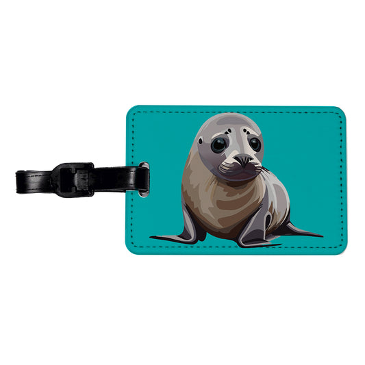 Seal Ocean Animal Cute Travel Faux Leather Luggage Tag