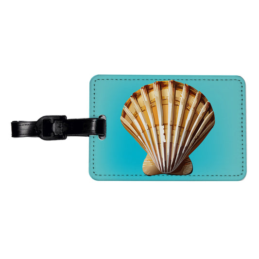 Seashell Sea Shell Ocean Beach Travel Faux Leather Luggage Tag