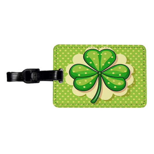 Shamrock on Polka Dot Background Saint Patrick's Day Travel Faux Leather Luggage Tag