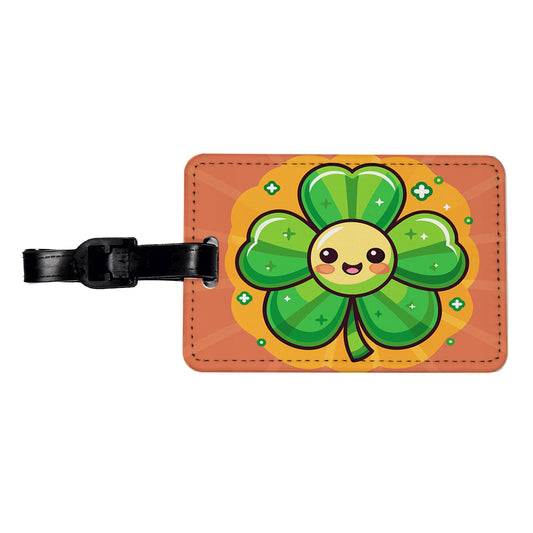 Shamrock Smiling Cute Travel Faux Leather Luggage Tag