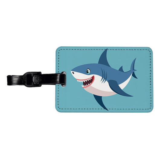 Shark Smiling Travel Faux Leather Luggage Tag