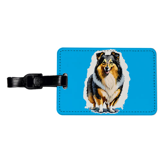 Shetland Sheepdog Standing Travel Faux Leather Luggage Tag