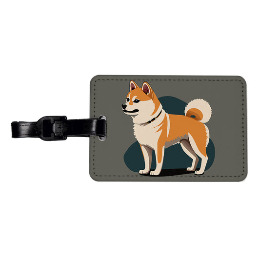 Shiba Inu Dog Standing Travel Faux Leather Luggage Tag