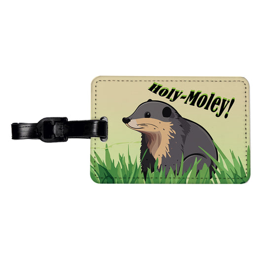 Shrew Mole Holy Moley Funny Animal Travel Faux Leather Luggage Tag
