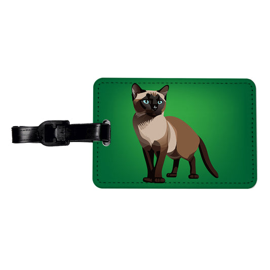 Siamese Cat Standing Travel Faux Leather Luggage Tag