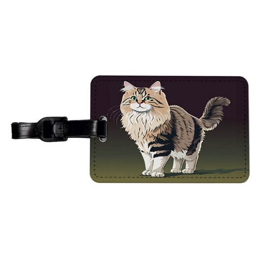 Siberian Cat Standing Travel Faux Leather Luggage Tag