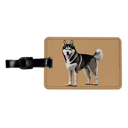 Siberian Husky Dog Standing Travel Faux Leather Luggage Tag