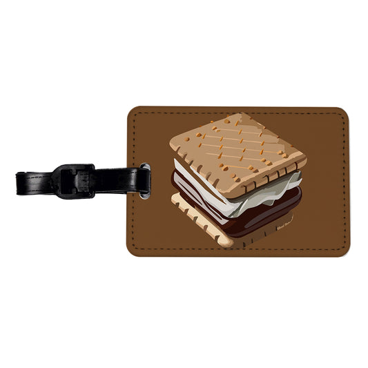 S'mores Marshmallow Camping Food Travel Faux Leather Luggage Tag