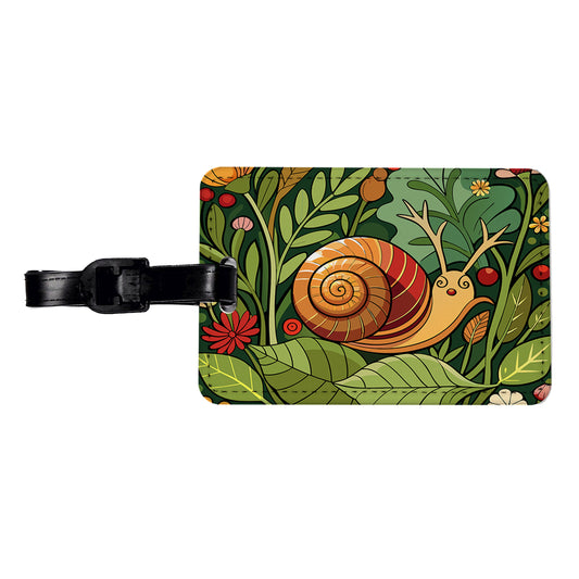 Snail Botanical Art Nouveau Travel Faux Leather Luggage Tag