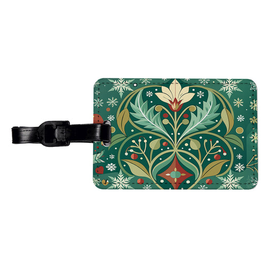Snowflakes Winter Art Nouveau Travel Faux Leather Luggage Tag