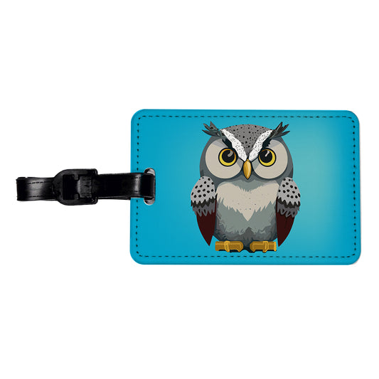 Snowy Owl Staring Travel Faux Leather Luggage Tag