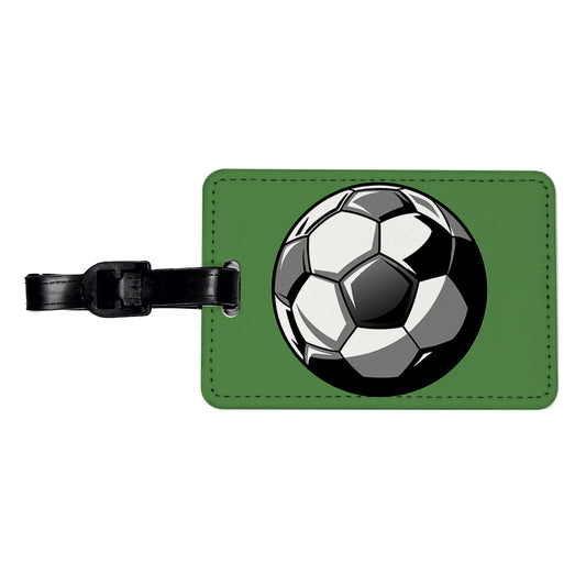 Soccer Ball Football Black White Gray Travel Faux Leather Luggage Tag