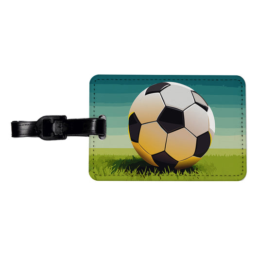 Soccer Ball Sport Travel Faux Leather Luggage Tag