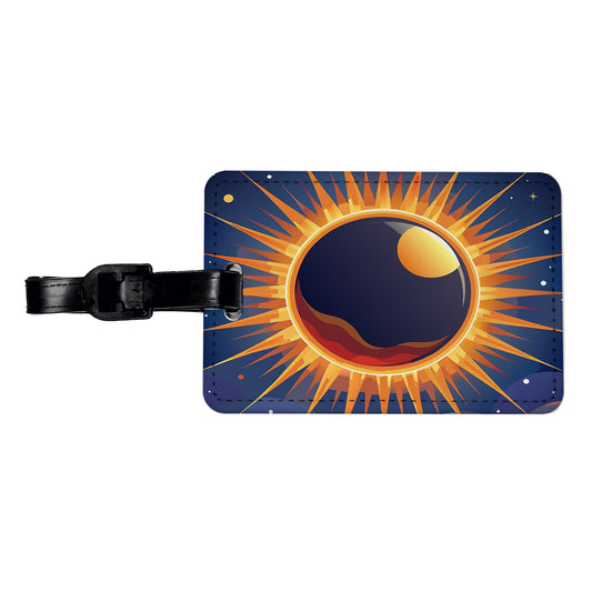 Solar Eclipse Sun Travel Faux Leather Luggage Tag