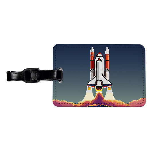 Space Shuttle Launch Blasting Off Travel Faux Leather Luggage Tag