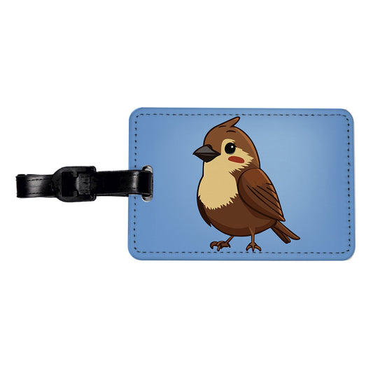 Sparrow Brown Bird Cute Travel Faux Leather Luggage Tag