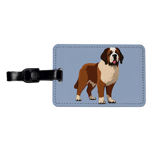 St Bernard Dog Standing Travel Faux Leather Luggage Tag