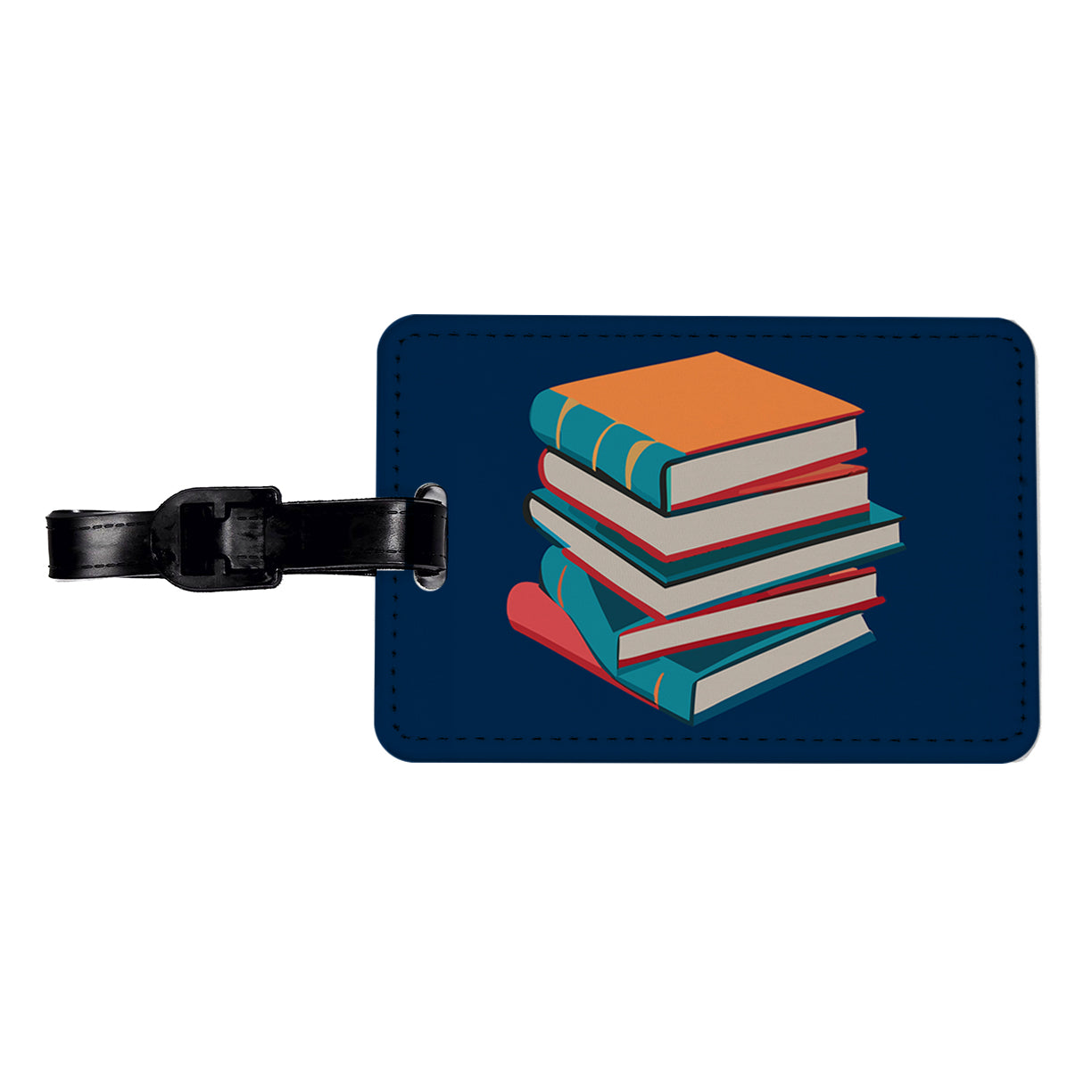 Stack of Books Reading Travel Faux Leather Luggage Tag