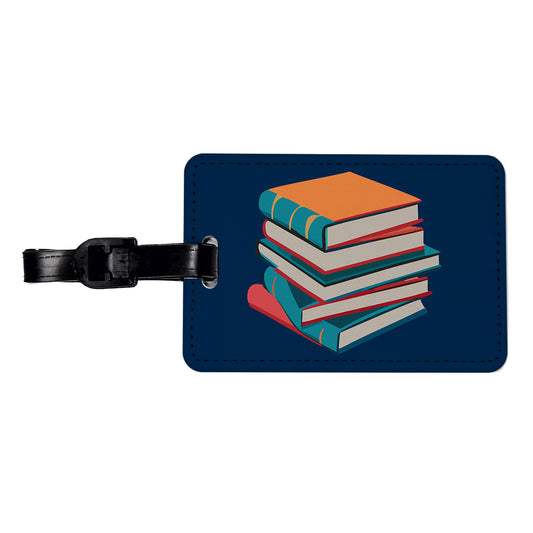 Stack of Books Reading Travel Faux Leather Luggage Tag