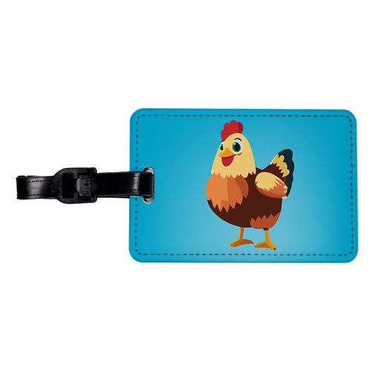Standing Rooster Happy Travel Faux Leather Luggage Tag