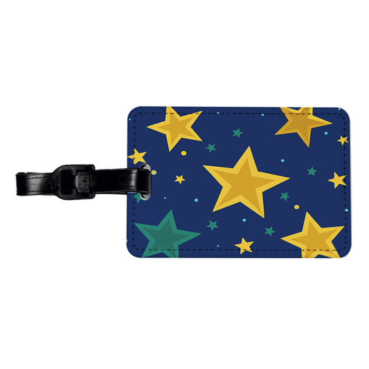 Stars Scattered Background Travel Faux Leather Luggage Tag