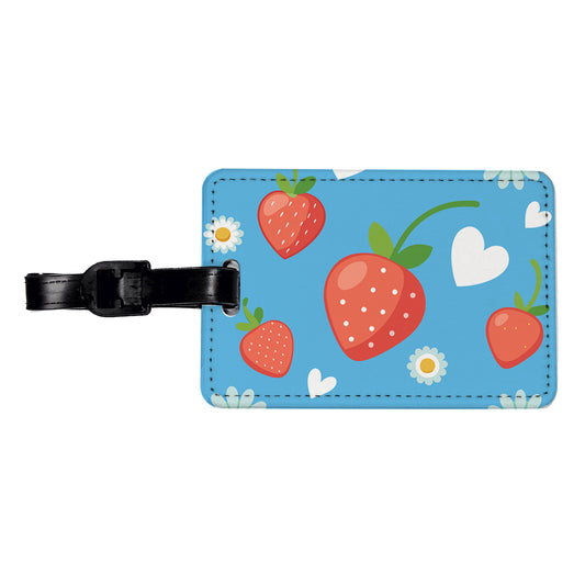 Strawberries Daisies Strawberry Daisy Hearts Travel Faux Leather Luggage Tag