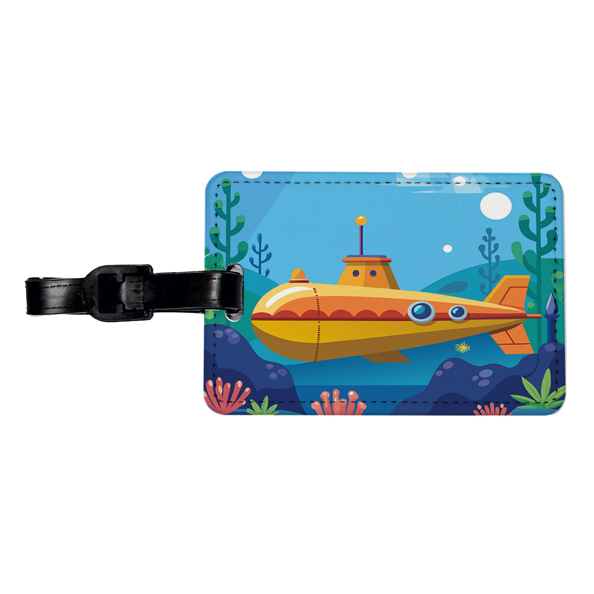 Submarine Under Water Travel Faux Leather Luggage Tag