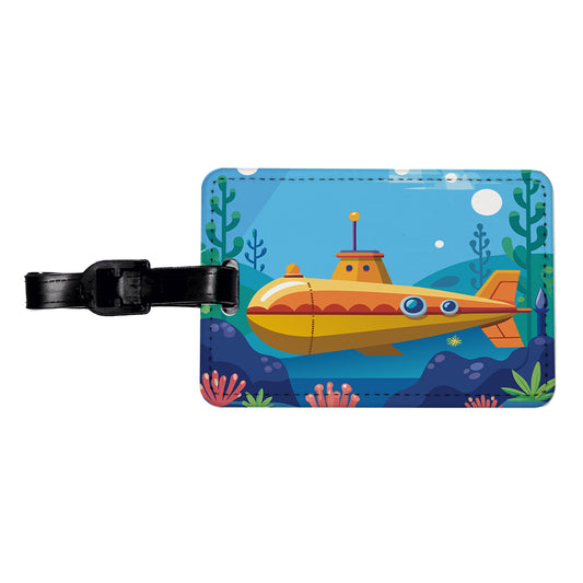 Submarine Under Water Travel Faux Leather Luggage Tag