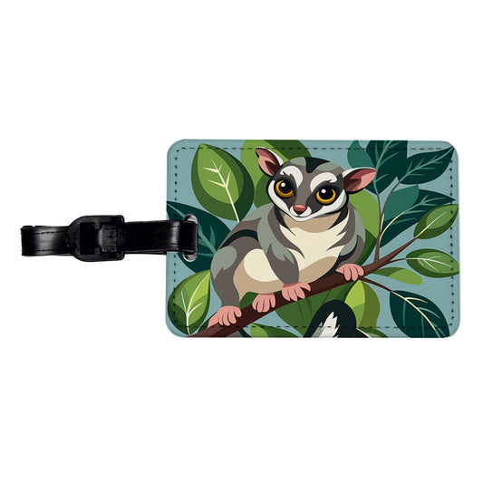 Sugar Glider on Tree Branch Travel Faux Leather Luggage Tag
