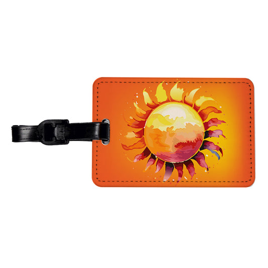 Sun Watercolor Artistic Travel Faux Leather Luggage Tag