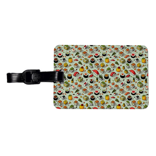 Sushi Food Fun Pattern Travel Faux Leather Luggage Tag