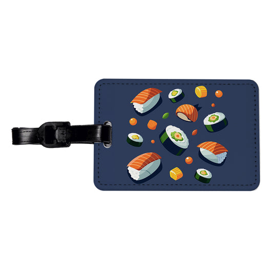 Sushi Food Scattered Travel Faux Leather Luggage Tag