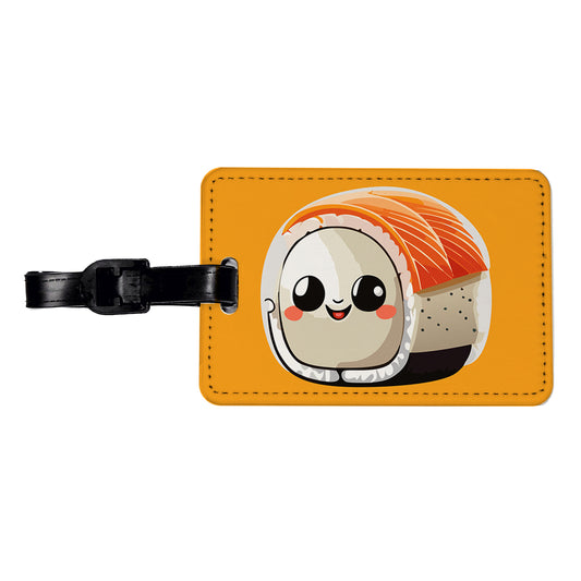 Sushi Roll Cute Chibi Kawaii Funny Food Travel Faux Leather Luggage Tag