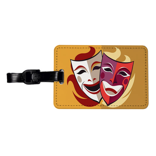 Theater Drama Masks Theatre Acting Actors Travel Faux Leather Luggage Tag