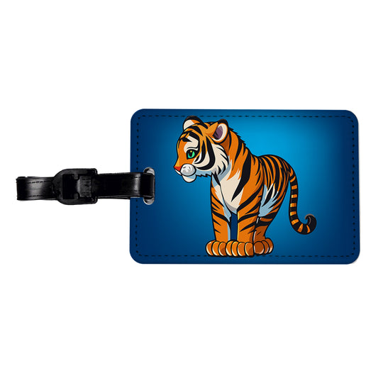 Tiger Cute Standing Travel Faux Leather Luggage Tag