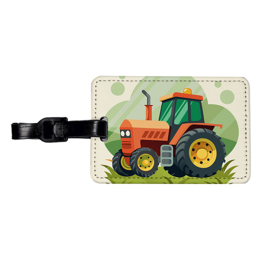 Tractor Cartoon Travel Faux Leather Luggage Tag