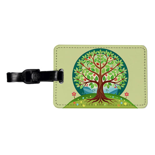 Tree of Life Colorful Travel Faux Leather Luggage Tag
