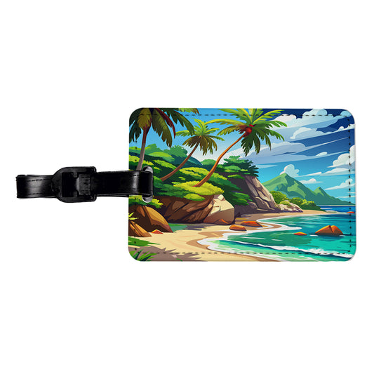 Tropical Beach Beautiful Vacation Travel Travel Faux Leather Luggage Tag