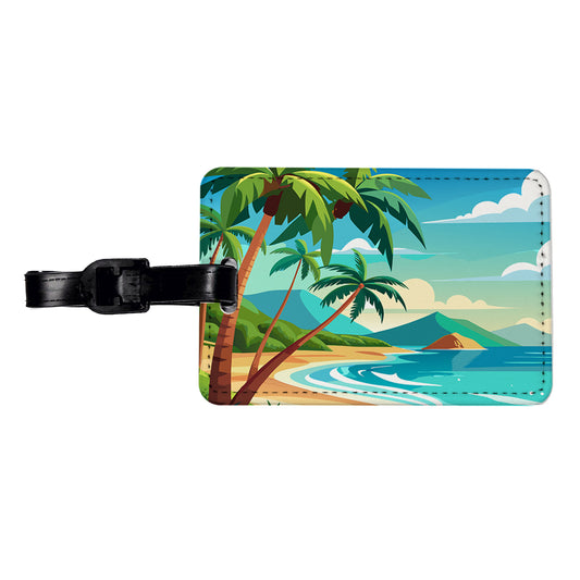 Tropical Beach Ocean Vacation Travel Travel Faux Leather Luggage Tag