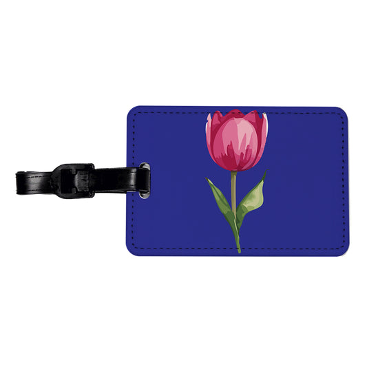 Tulip Flower Pink Watercolor Travel Faux Leather Luggage Tag
