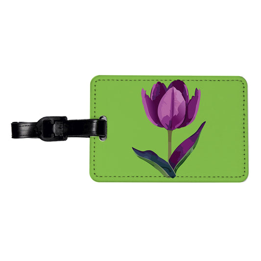 Tulip Flower Purple Watercolor Travel Faux Leather Luggage Tag