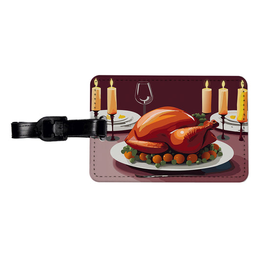 Turkey Thanksgiving Travel Faux Leather Luggage Tag