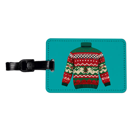Ugly Christmas Sweater Travel Faux Leather Luggage Tag