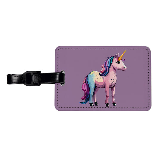 Unicorn Standing Colorful Travel Faux Leather Luggage Tag