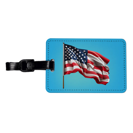 USA Flag American Waving Travel Faux Leather Luggage Tag