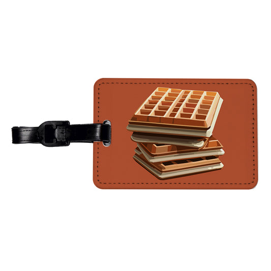Waffles Stack Breakfast Food Travel Faux Leather Luggage Tag