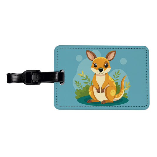 Wallaby Small Kangaroo Cute Australian Animal Travel Faux Leather Luggage Tag