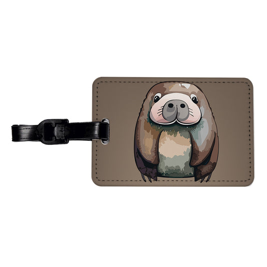 Walrus Cute Watercolor Travel Faux Leather Luggage Tag